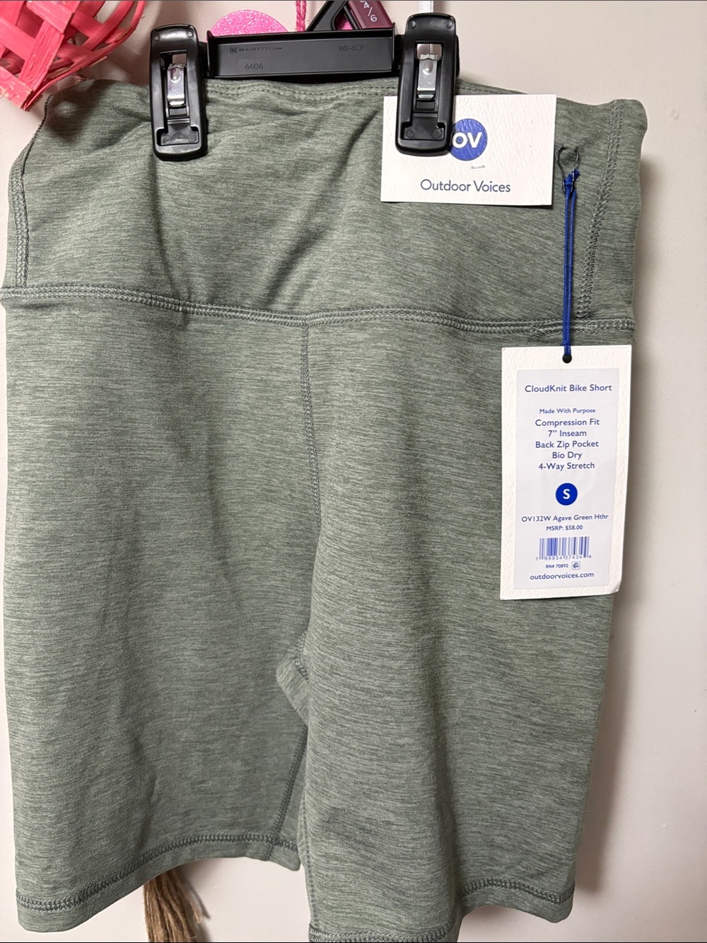 Outdoor Voices Agave Green CloudKnit Bike Shorts